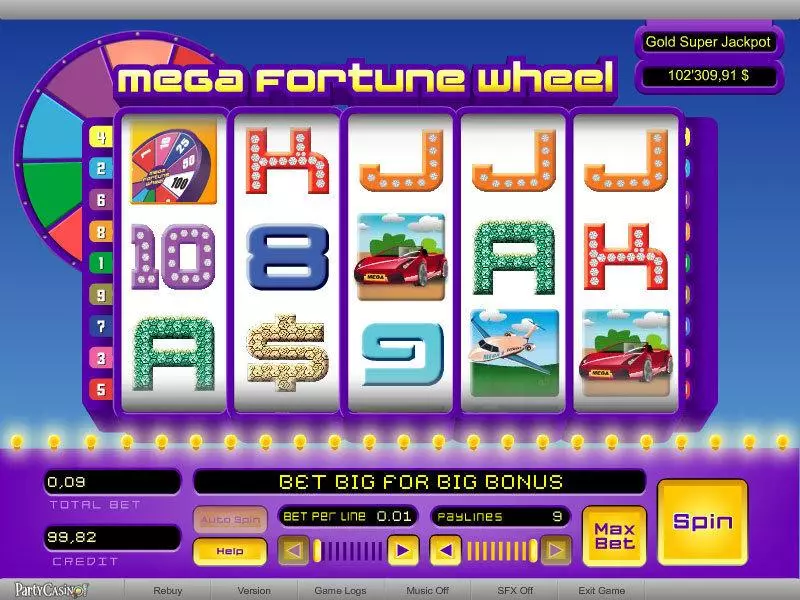 Mega Fortune Wheel Fun Slot Game made by bwin.party with 5 Reel and 9 Line