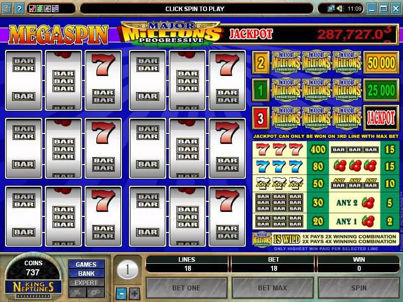 Mega Spin - Major Millions Fun Slot Game made by Microgaming with 3 Reel and 3 Line