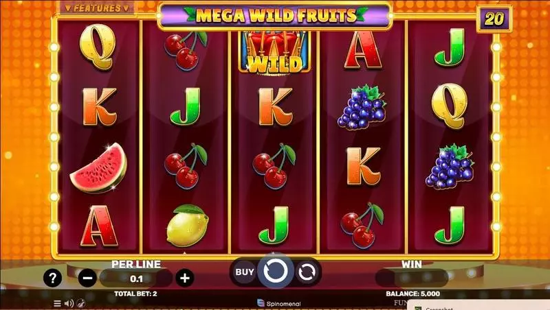 Mega Wild Fruits Fun Slot Game made by Spinomenal with 5 Reel and 20 Line
