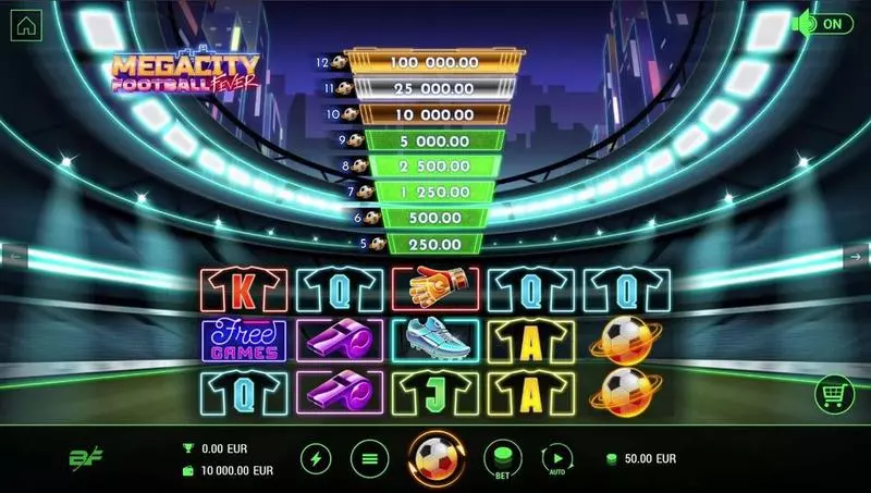 Megacity Football Fever Fun Slot Game made by BF Games with 5 Reel 