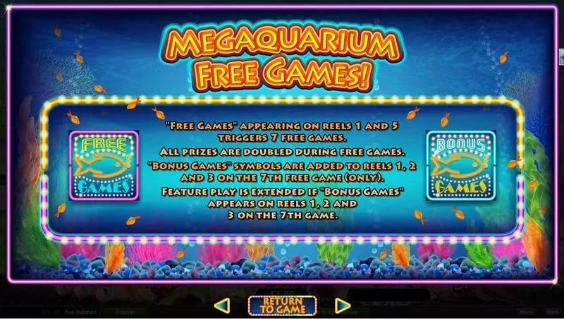 Megaquarium Fun Slot Game made by RTG with 5 Reel and 50 Line