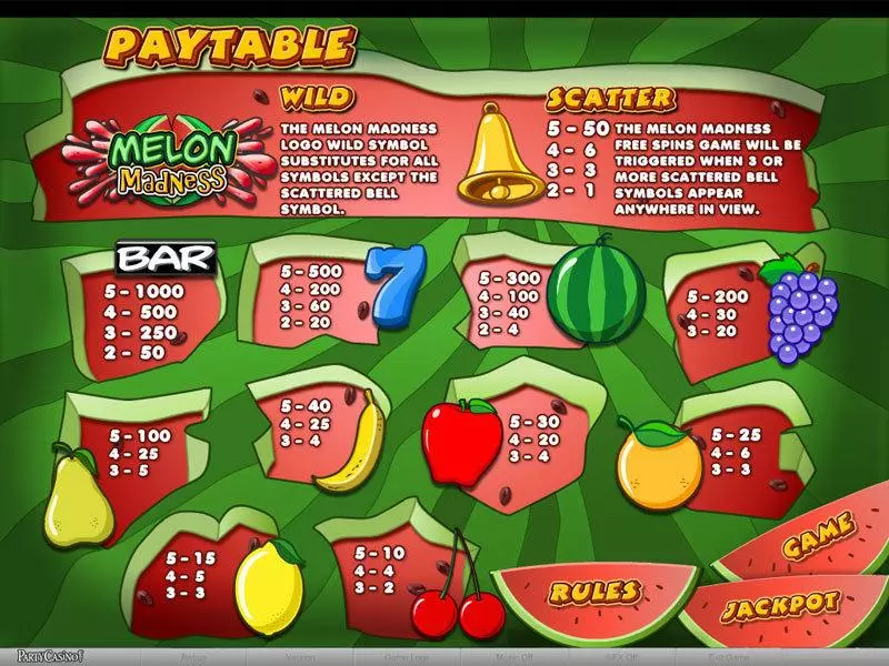 Melon Madness Fun Slot Game made by bwin.party with 5 Reel and 30 Line