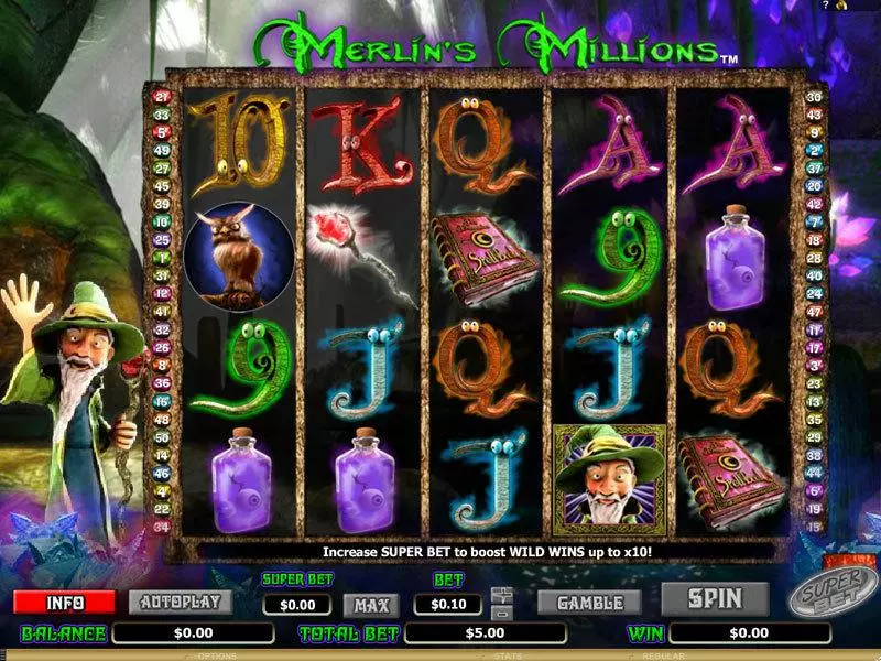 Merlin's Millions Fun Slot Game made by NextGen Gaming with 5 Reel and 50 Line