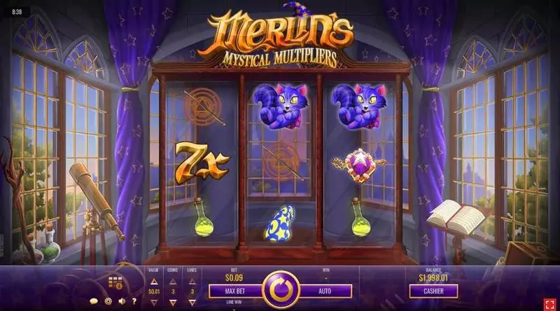 Merlin’s Mystical Multipliers Fun Slot Game made by Rival with 3 Reel and 3 Line