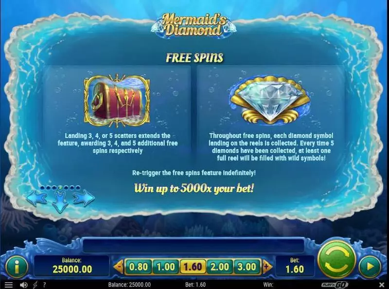 Mermaid's Diamonds Fun Slot Game made by Play'n GO with 5 Reel and 720 lines