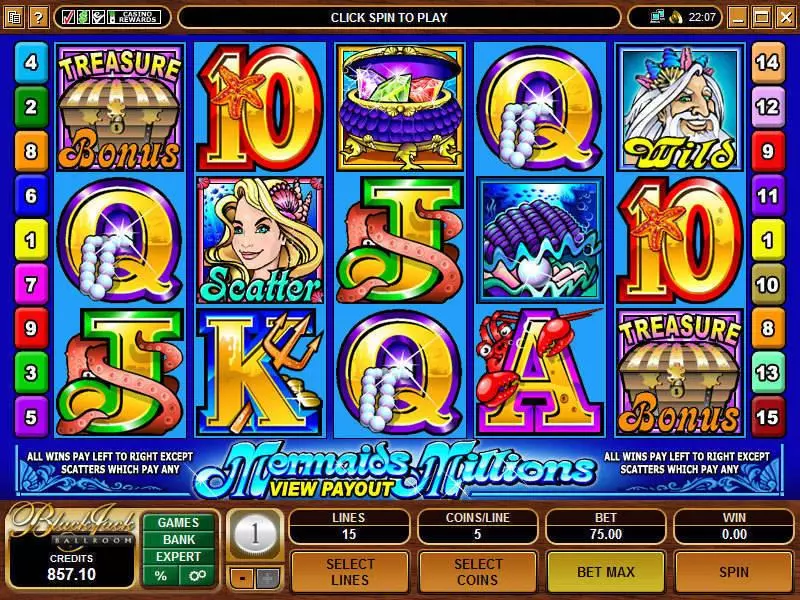 Mermaids Millions Fun Slot Game made by Microgaming with 5 Reel and 15 Line