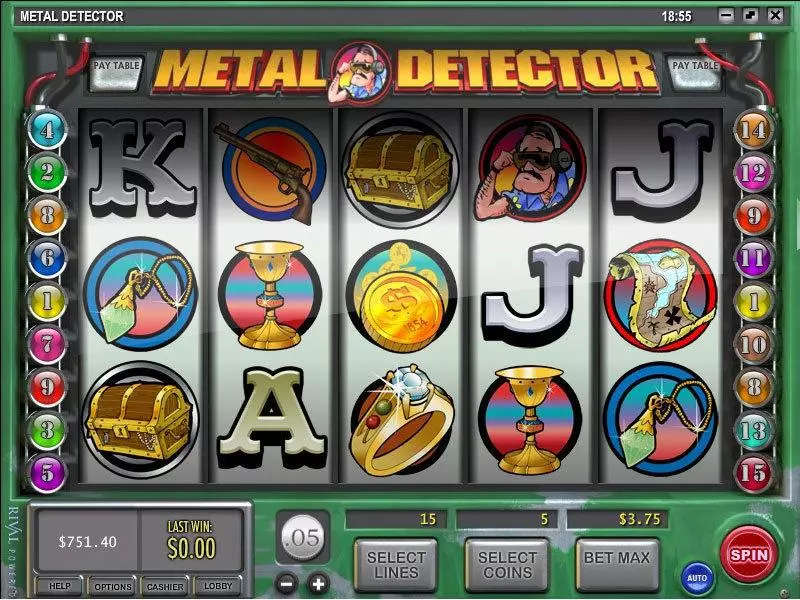 Metal Detector Fun Slot Game made by Rival with 5 Reel and 15 Line