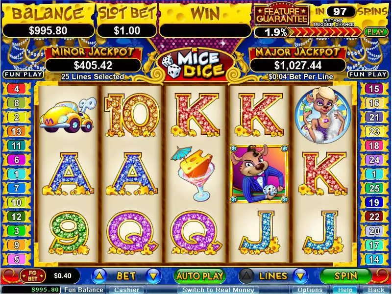 Mice Dice Fun Slot Game made by RTG with 5 Reel and 25 Line