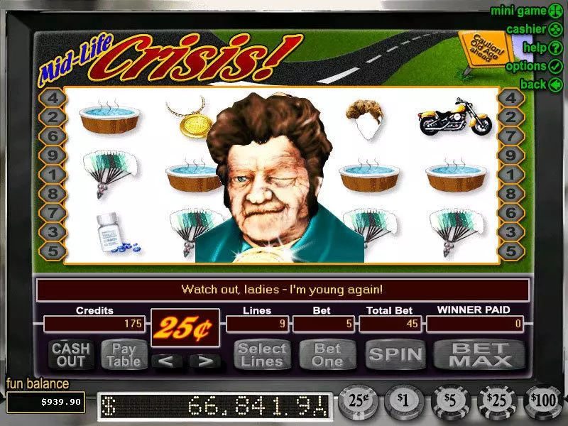 Mid-Life Crisis Fun Slot Game made by RTG with 5 Reel and 9 Line