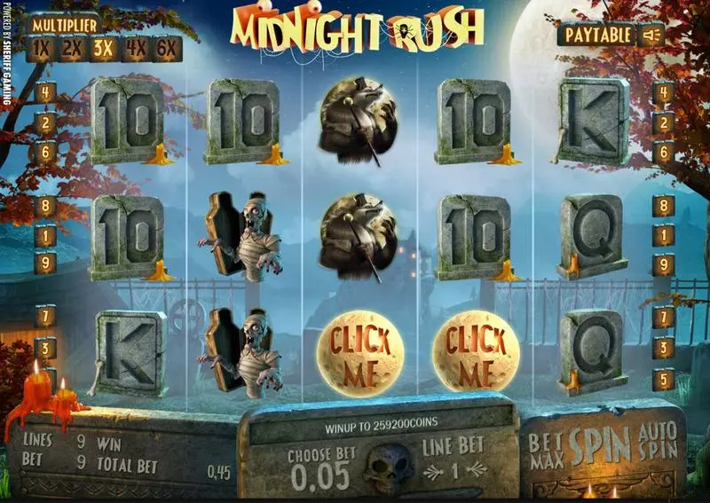 Midnight Rush Fun Slot Game made by Sheriff Gaming with 5 Reel and 9 Line
