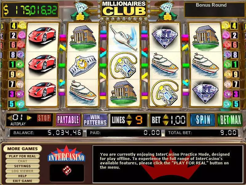 Millionares Club II Fun Slot Game made by CryptoLogic with 5 Reel and 9 Line