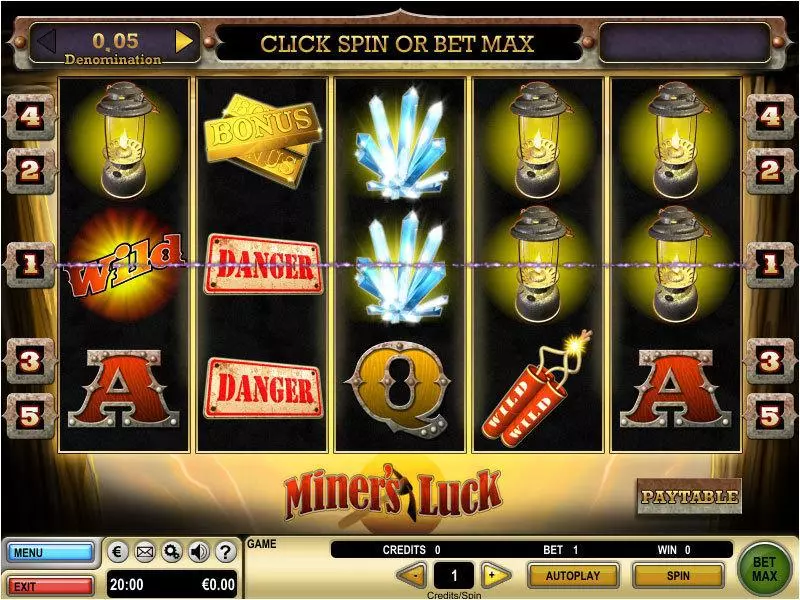 Miner's Luck Fun Slot Game made by GTECH with 5 Reel and 5 Line