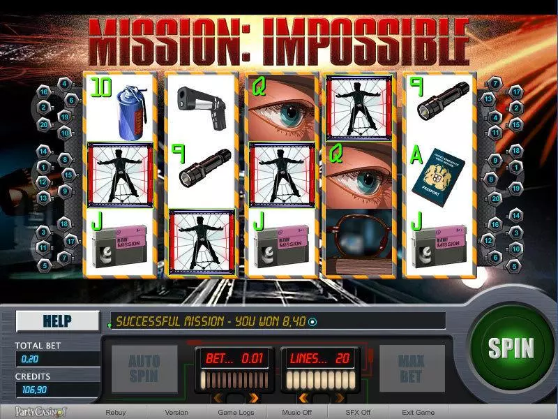 Mission Impossible Fun Slot Game made by bwin.party with 5 Reel and 20 Line