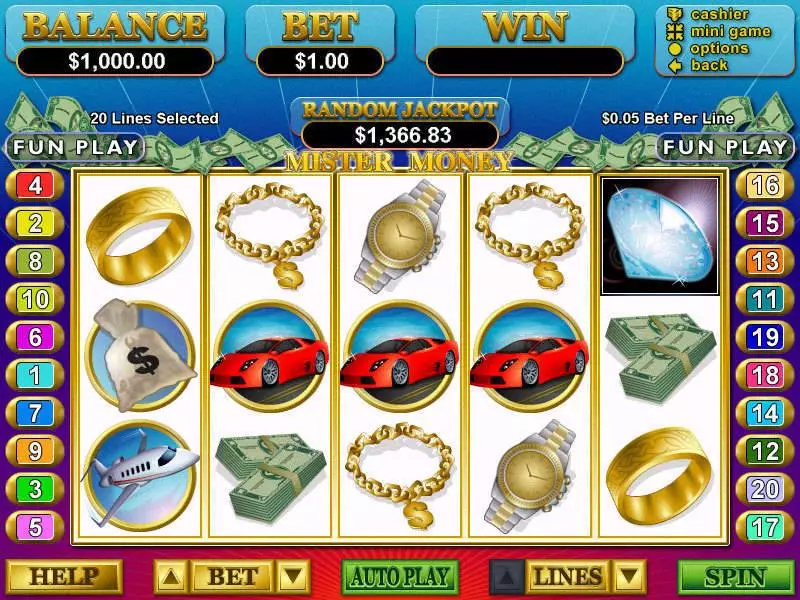 Mister Money Fun Slot Game made by RTG with 5 Reel and 20 Line