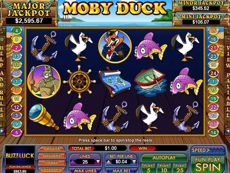 Moby Duck Fun Slot Game made by NuWorks with 5 Reel and 25 Line