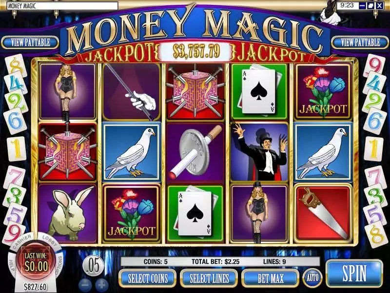 Money Magic Fun Slot Game made by Rival with 5 Reel and 9 Line