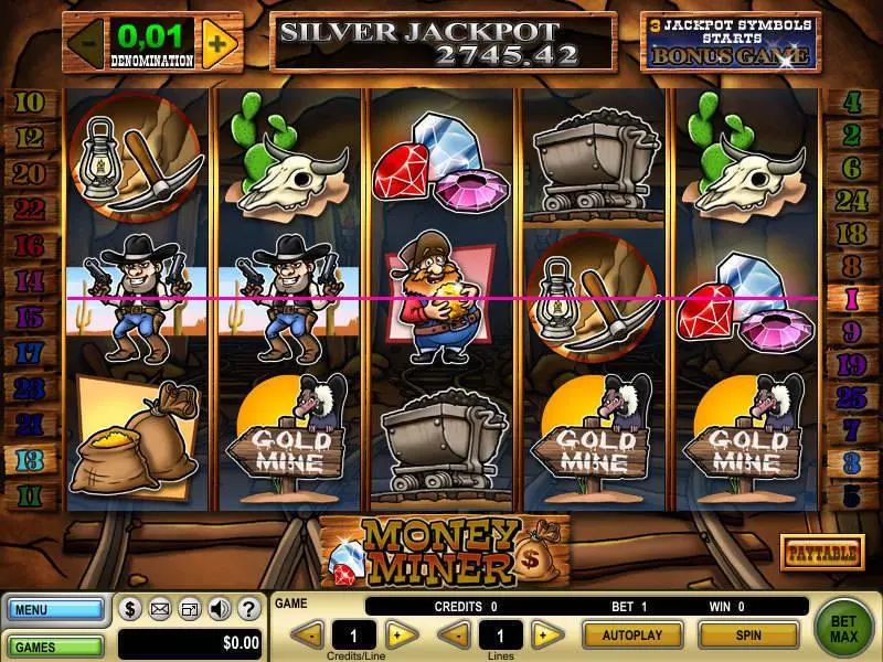 Money Miner Fun Slot Game made by GTECH with 5 Reel and 25 Line