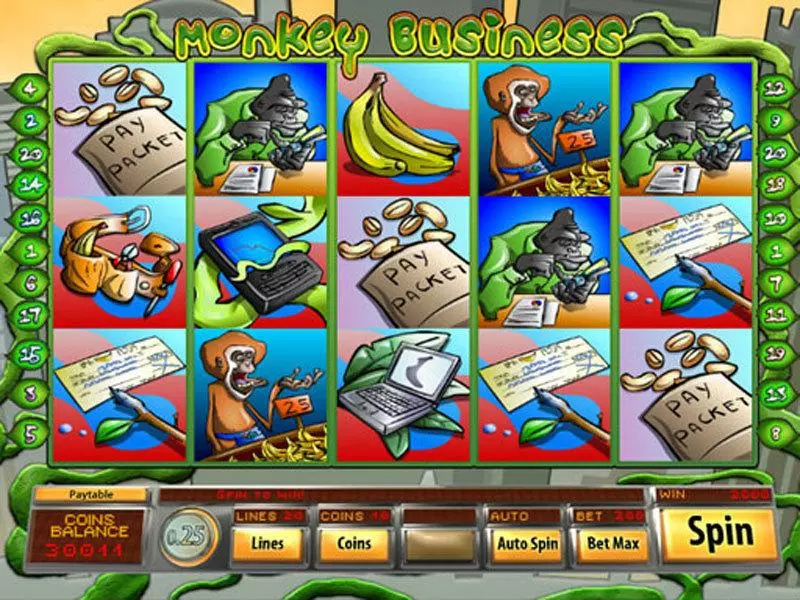 Monkey Business Fun Slot Game made by Mazooma with 5 Reel and 20 Line