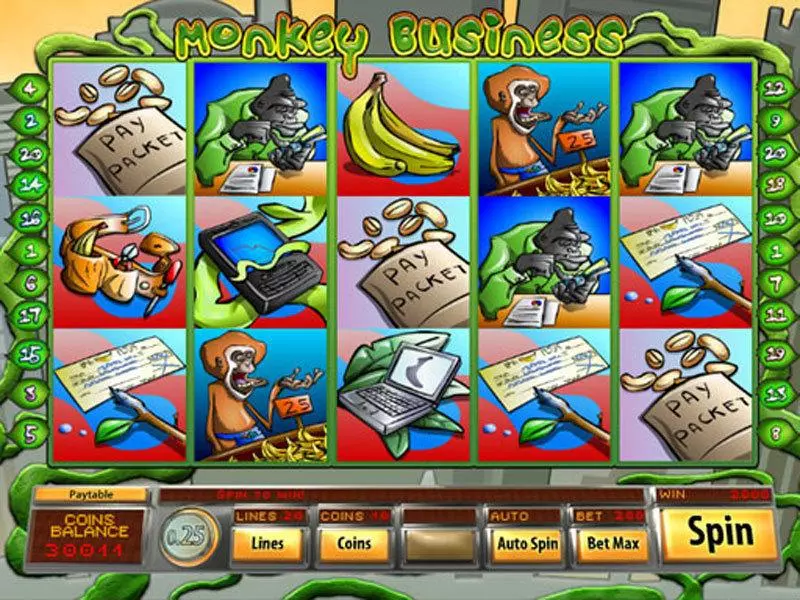 Monkey Business Fun Slot Game made by Saucify with 5 Reel and 20 Line