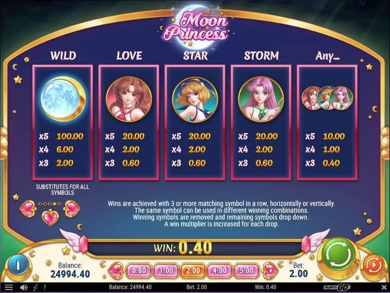 Moon Princess Fun Slot Game made by Play'n GO with 5 Reel and 27 Line