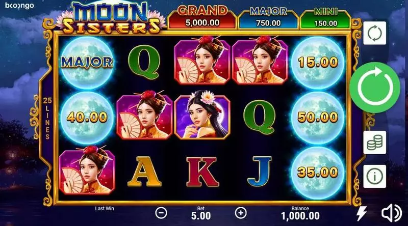Moon Sisters Fun Slot Game made by Booongo with 5 Reel and 25 Line