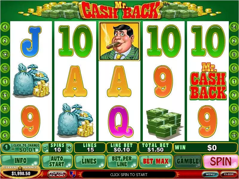 Mr. Cashback Fun Slot Game made by PlayTech with 5 Reel and 15 Line