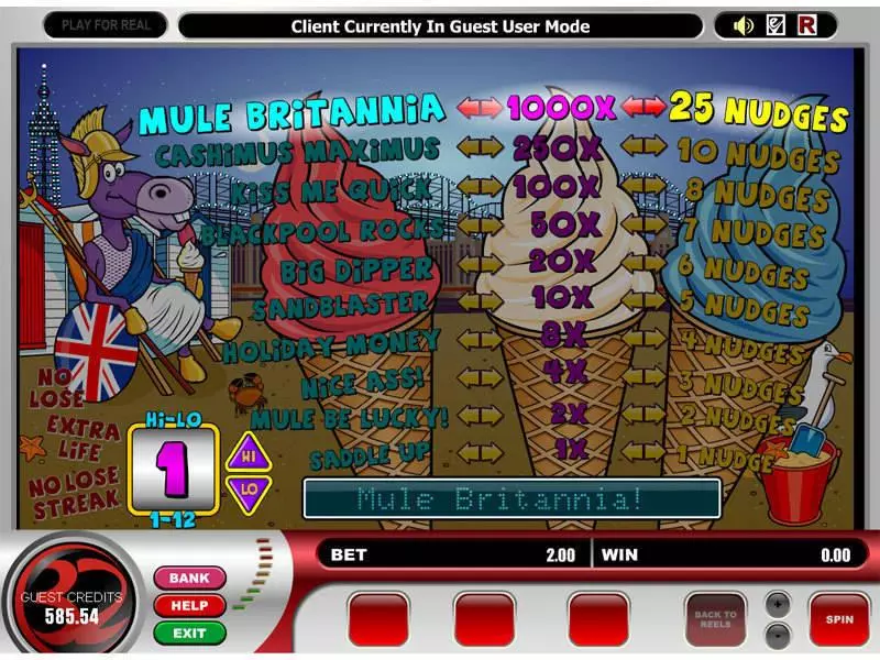 Mule Britannia Fun Slot Game made by Microgaming with 3 Reel and 1 Line
