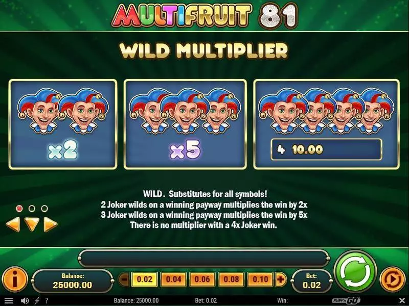 Multifruit 81 Fun Slot Game made by Play'n GO with 5 Reel and 81 Line