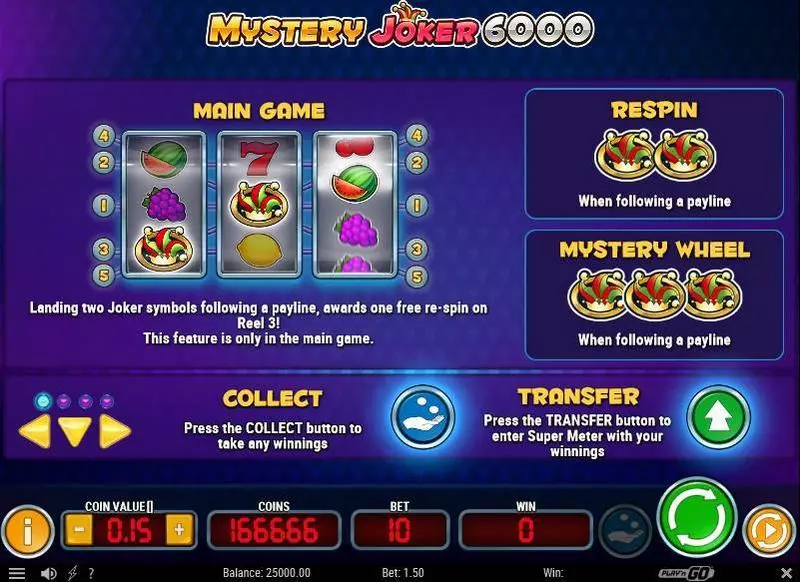 Mystery Joker 6000 Fun Slot Game made by Play'n GO with 3 Reel and 5 Line
