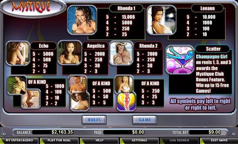 Mystique Club Fun Slot Game made by CryptoLogic with 5 Reel and 9 Line