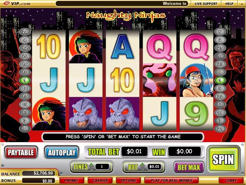Naughty Ninjas Fun Slot Game made by WGS Technology with 5 Reel and 25 Line
