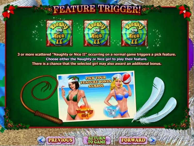 Naughty or Nice Spring Break Fun Slot Game made by RTG with 5 Reel and 30 Line