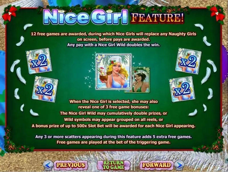 Naughty or Nice Spring Break Fun Slot Game made by RTG with 5 Reel and 30 Line