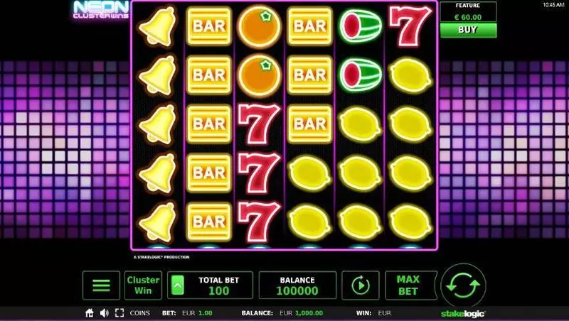 Neon Cluster Wins Fun Slot Game made by StakeLogic with 6 Reel 