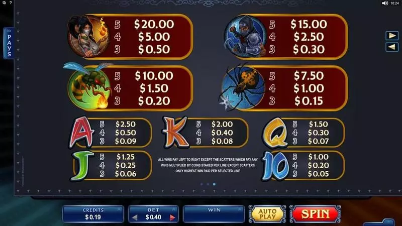 Ninja Magic Fun Slot Game made by Microgaming with 5 Reel and 40 Line