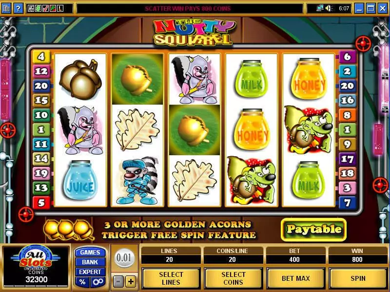 Nutty Squirrel Fun Slot Game made by Microgaming with 5 Reel and 20 Line