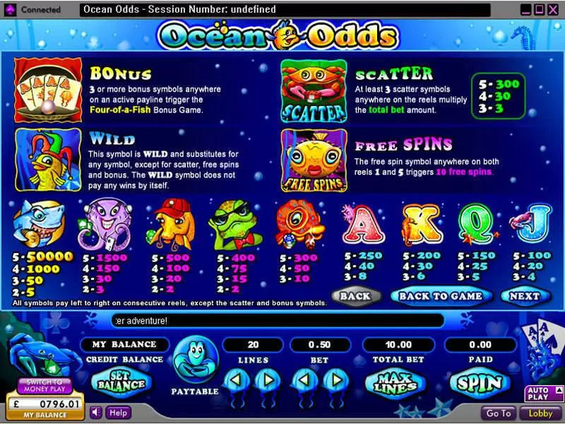 Ocean Odds Fun Slot Game made by 888 with 5 Reel and 20 Line