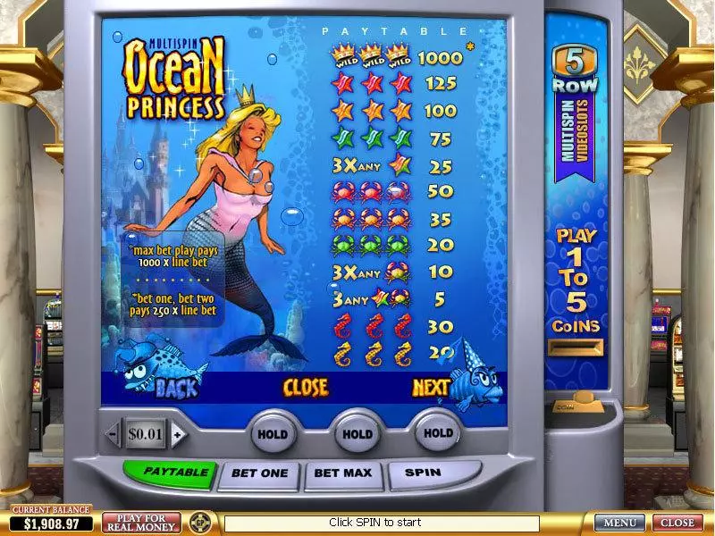 Ocean Princess Fun Slot Game made by PlayTech with 3 Reel and 1 Line