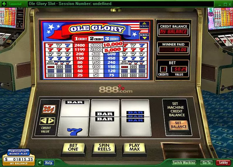 Ole Glory Fun Slot Game made by 888 with 3 Reel and 1 Line