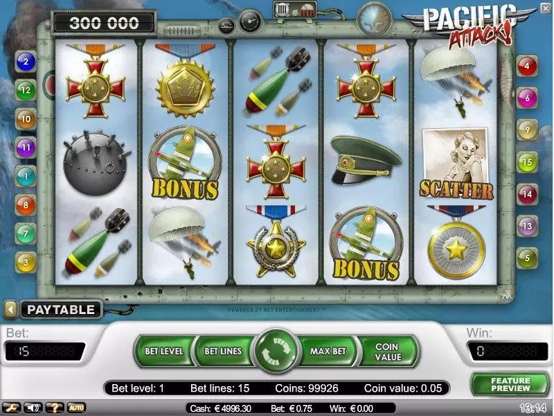 Pacific Attack Fun Slot Game made by NetEnt with 5 Reel and 15 Line
