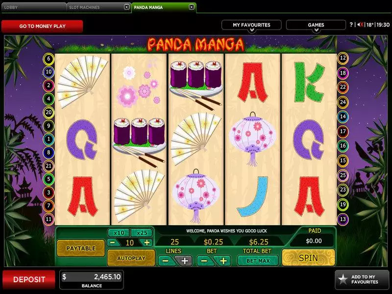 Panda Manga Fun Slot Game made by 888 with 5 Reel and 25 Line