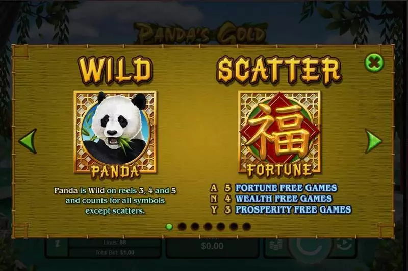Panda's Gold Fun Slot Game made by RTG with 5 Reel and 88 Line