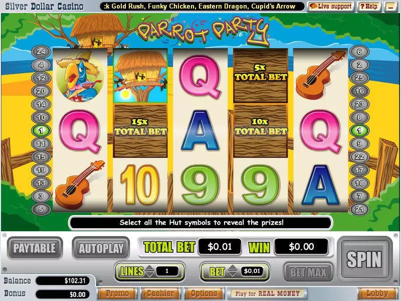 Parrot Party Fun Slot Game made by WGS Technology with 5 Reel and 25 Line