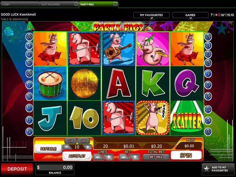 Party Pigs Fun Slot Game made by 888 with 5 Reel and 20 Line