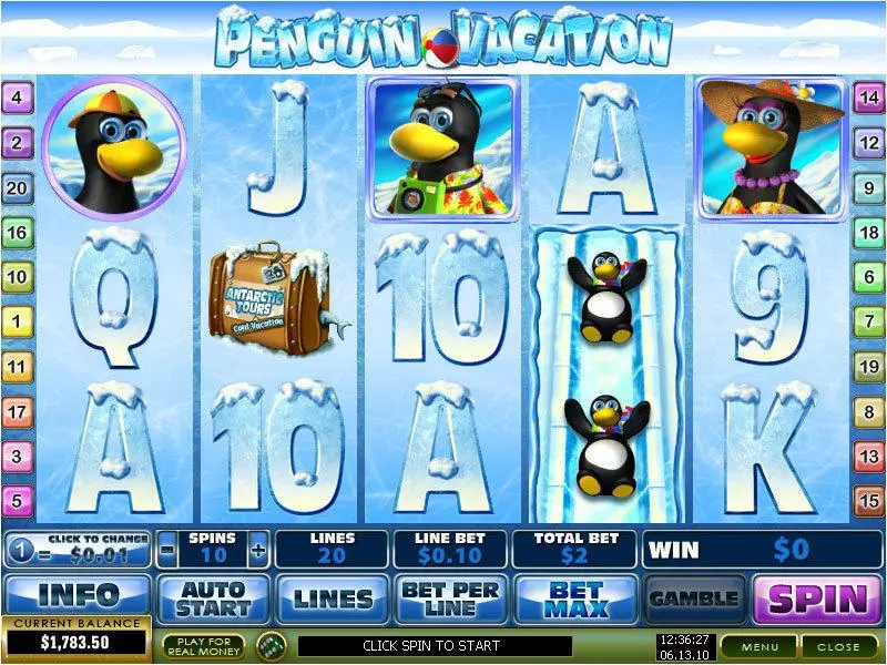 Penguin Vacation Fun Slot Game made by PlayTech with 5 Reel and 20 Line