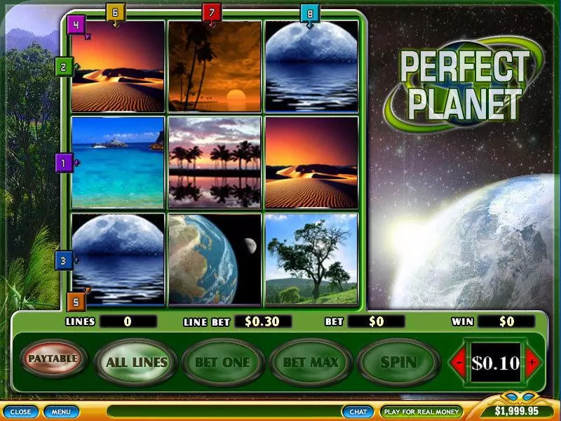 Perfect Planet Fun Slot Game made by PlayTech with 3 Reel and 8 Line