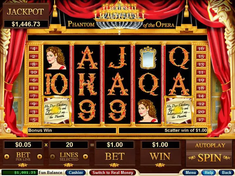Phantom of the Opera Fun Slot Game made by RTG with 5 Reel and 20 Line