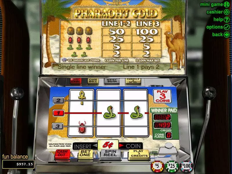 Pharaohs Gold Fun Slot Game made by RTG with 3 Reel and 3 Line