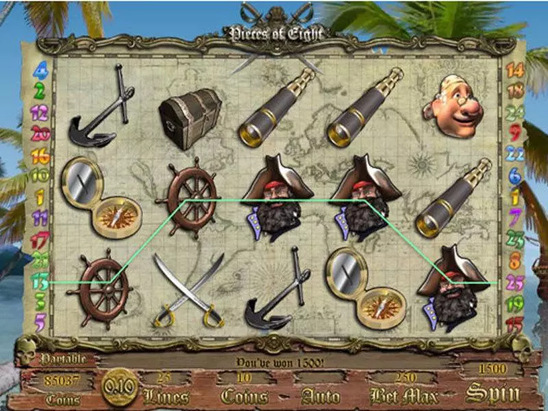 Pieces of Eight Fun Slot Game made by Saucify with 5 Reel and 25 Line