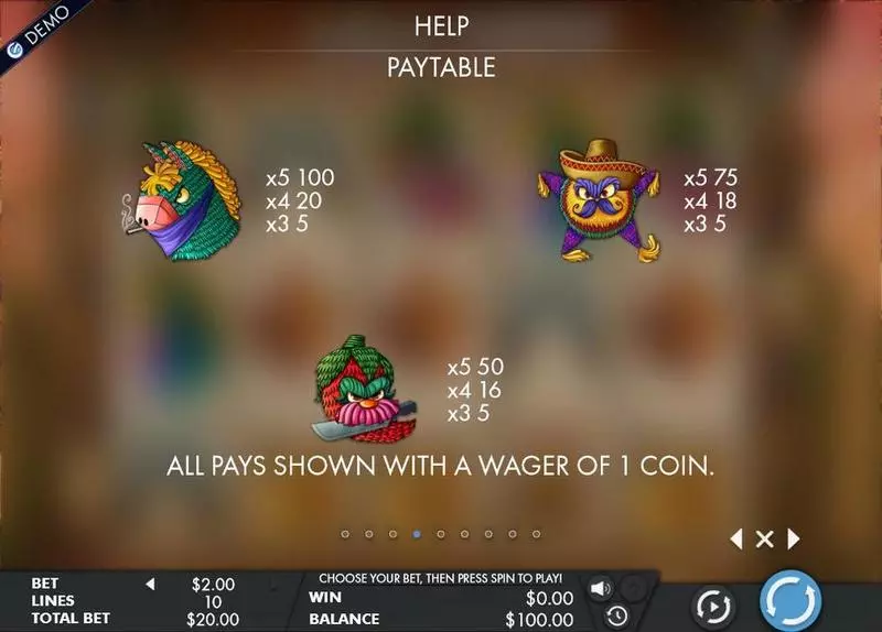 Pinata Bandidos Fun Slot Game made by Genesis with 5 Reel and 10 Line